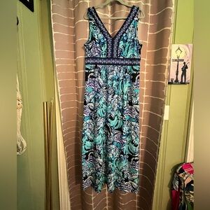 Beautiful blue and green maxi dress